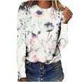 thumbnail image 1 of T-shirts à Manches Longues pour Femmes Col Rond Imprimé Floral Tunique Tops Doux Casual Ample, 1 of 4