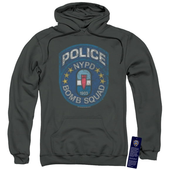 New York City Bomb Squad Adult Pullover Hoodie Sweatshirt Charcoal