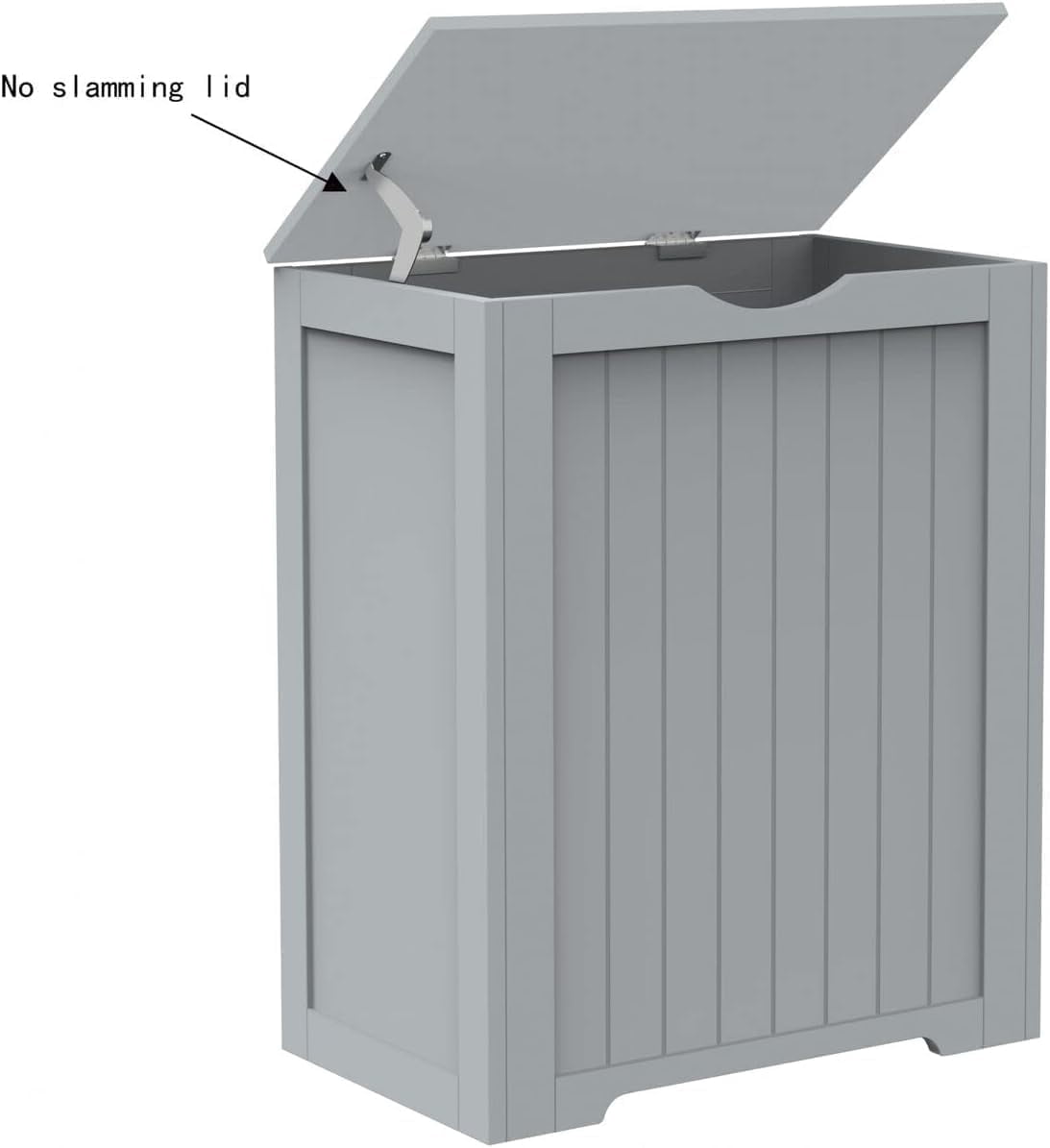 Large Wooden White Box Laundry Hamper With Lid, Free Standing Storage Bins, Clothes Organizer Basket For Bedroom, Bathroom, And Laundry Room (Grey)