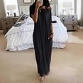thumbnail image 4 of Women's Casual Loose Fit Round Neck Short Sleeve Solid Color Everyday Dress Comfortable Relaxed Outfit for Spring Summer Fall Womens Casual Trendy Midi Dresses, 4 of 5