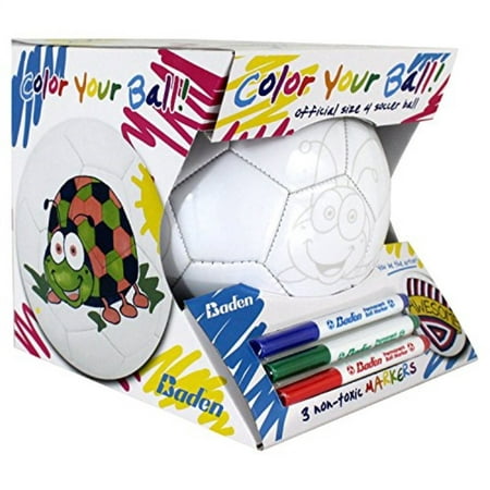 Baden Color Your Own Soccer Ball, Kids Soccer Ball w/ Colored Markers
