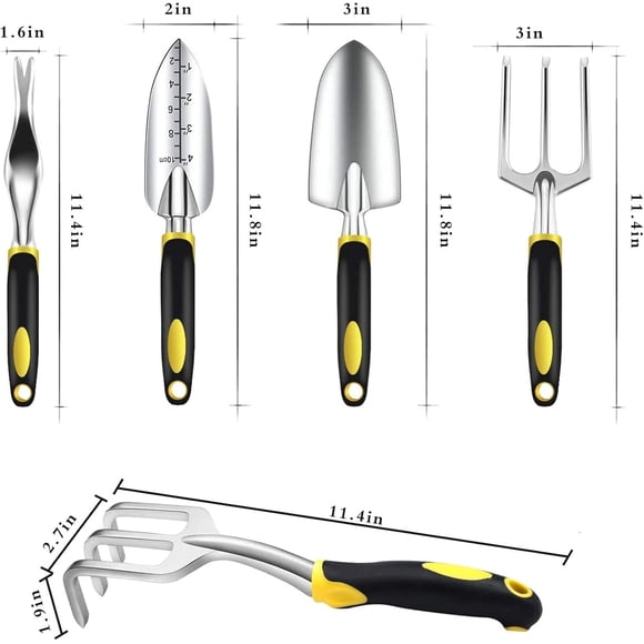5-Piece Garden Tool Set, Aluminum Gardening Work kit with Soft Rubber Ergonomic Handle, Hand Tools, Fleshy Tool Set, Outdoor Gardening Tools