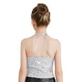 thumbnail image 2 of Hansber Girls Sparkling Halter Neck Jazz Dance Ballet Crop Top Sleeveless Tees for Cheerleading Silver 8, 2 of 7