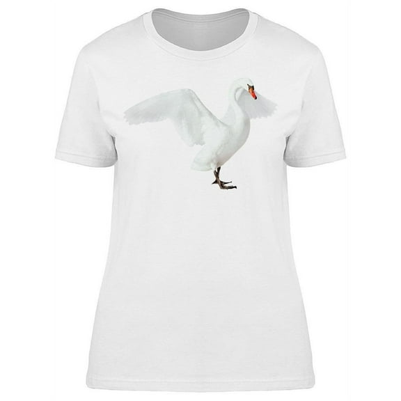 White Swan Opens Wings T-Shirt Women -Image by Shutterstock, Female XX-Large