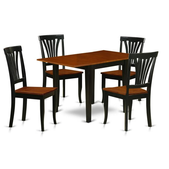 East West Furniture Dining Room Set Black & Cherry, NDAV5-BCH-W