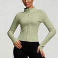 thumbnail image 5 of Dwellite Womens Cropped Workout Jackets Full Zip Up Slim Fit Lightweight Athletic Quick Dry Tops with Thumb Holes Mint Green S, 5 of 6