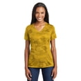 thumbnail image 1 of Sport-Tek CamoHex playera con cuello en V para mujer, dorado, pequeño deporte-tek LST370, 1 of 1