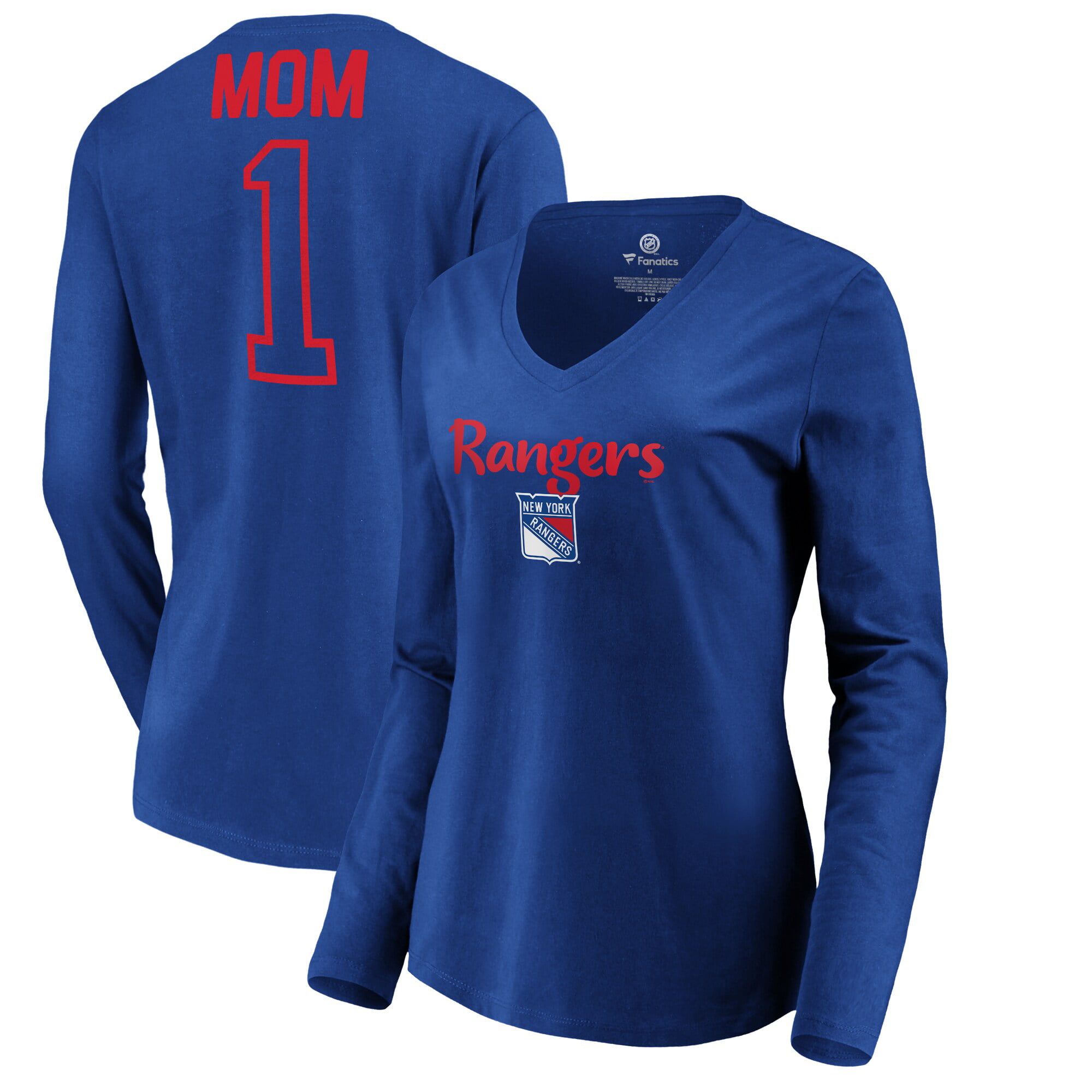 Mom V-Neck Long Sleeve T-Shirt - Blue 