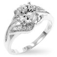 thumbnail image 1 of Precious Stars Silvertone Round-Cut Cubic Zirconia Bypass Engagement Ring, 1 of 1