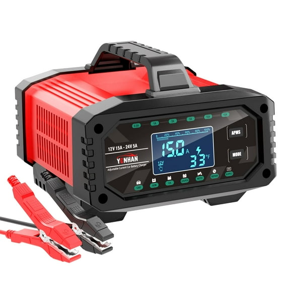 Cargador de Batería para Automóvil YONHAN 15A Ajustable 12V/24V