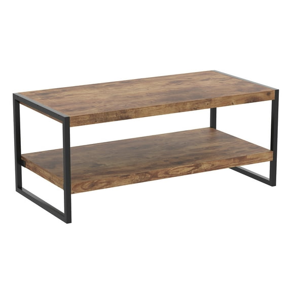 Safdie & Co. 47.25"L Coffee Table Black Metal in Brown Reclaimed Wood
