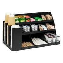 Mind Reader Cup and Condiment Station, Countertop Organizer, Coffee Bar, Kitchen, Stirrers, Black