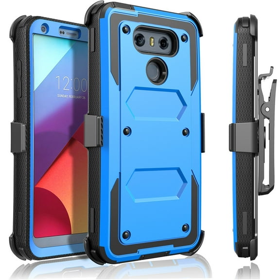 LG G5 Case, [SUPER GUARD] Dual Layer Protection With [Built-in Screen Protector] Holster Locking Belt Clip Circle(TM) Stylus Touch Screen Pen (Blue)
