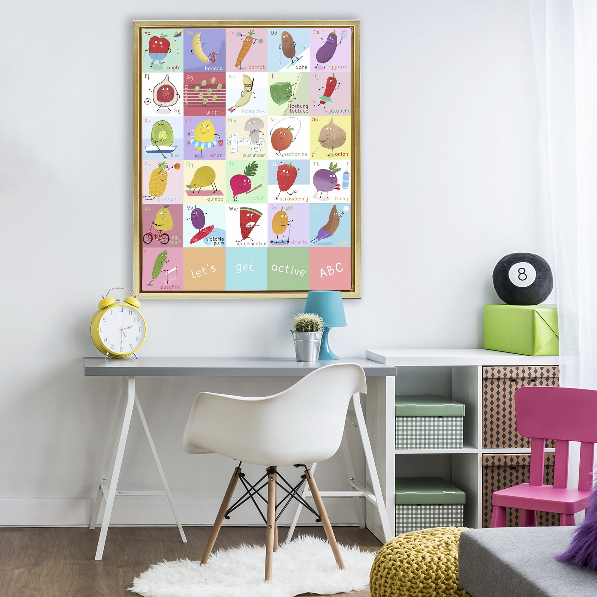 Stupell Industries Let's Get Active ABC's Gold Framed Floater Canvas Wall Art, design by Carla Daly