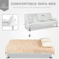 thumbnail image 4 of Vineego Modern Sofa Bed Faux Leather Couch Convertible Futon with Two Cupholders, White, 4 of 8