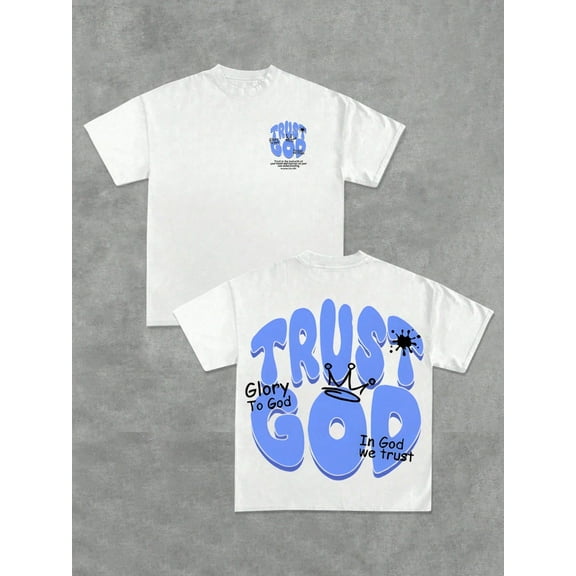 Trust God’ Graphic Tee with Religious Phrases
