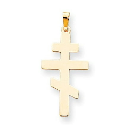 - 14k Yellow Gold Eastern Orthodox Cross Charm (1.3in long x 0.6in wide)