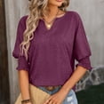 thumbnail image 6 of Women's Summer Loose V Neck Bat Sleeve Half Sleeve T Shirt Tunics for Women Summer Womens Tees Short Sleeve Workout Shirts Loose Woman Tee Shirt Woman Shirts Summer Women Compression Shirts Womens, 6 of 6