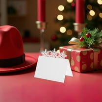 LOLIPPYY 50 White Snowflake Table Place Cards for Christmas Party Seating and Dinner Event Name Tags