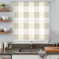 thumbnail image 5 of Beige Plaid Sheer Curtains 45 Inches Long, Spring Summer Farmhouse Buffalo Checkered Light Filering Curtains, Breathable Simi Curtain Privacy Drapes for Kitchen Bathroom Small Window Treatment, 5 of 9