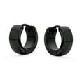 thumbnail image 3 of Bling Jewelry Unisex Unisex Simple Wide Huggies Mini Hoop Earrings Black Stainless Steel, 3 of 8