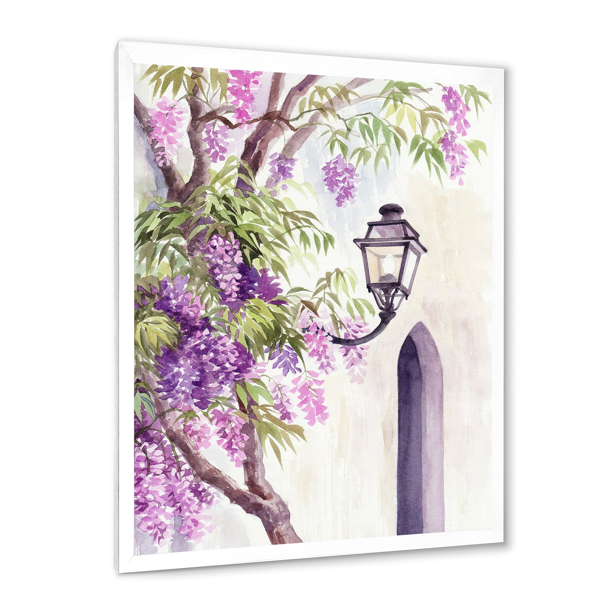 Designart 'Lantern and Wisteria' Traditional Framed Art Print