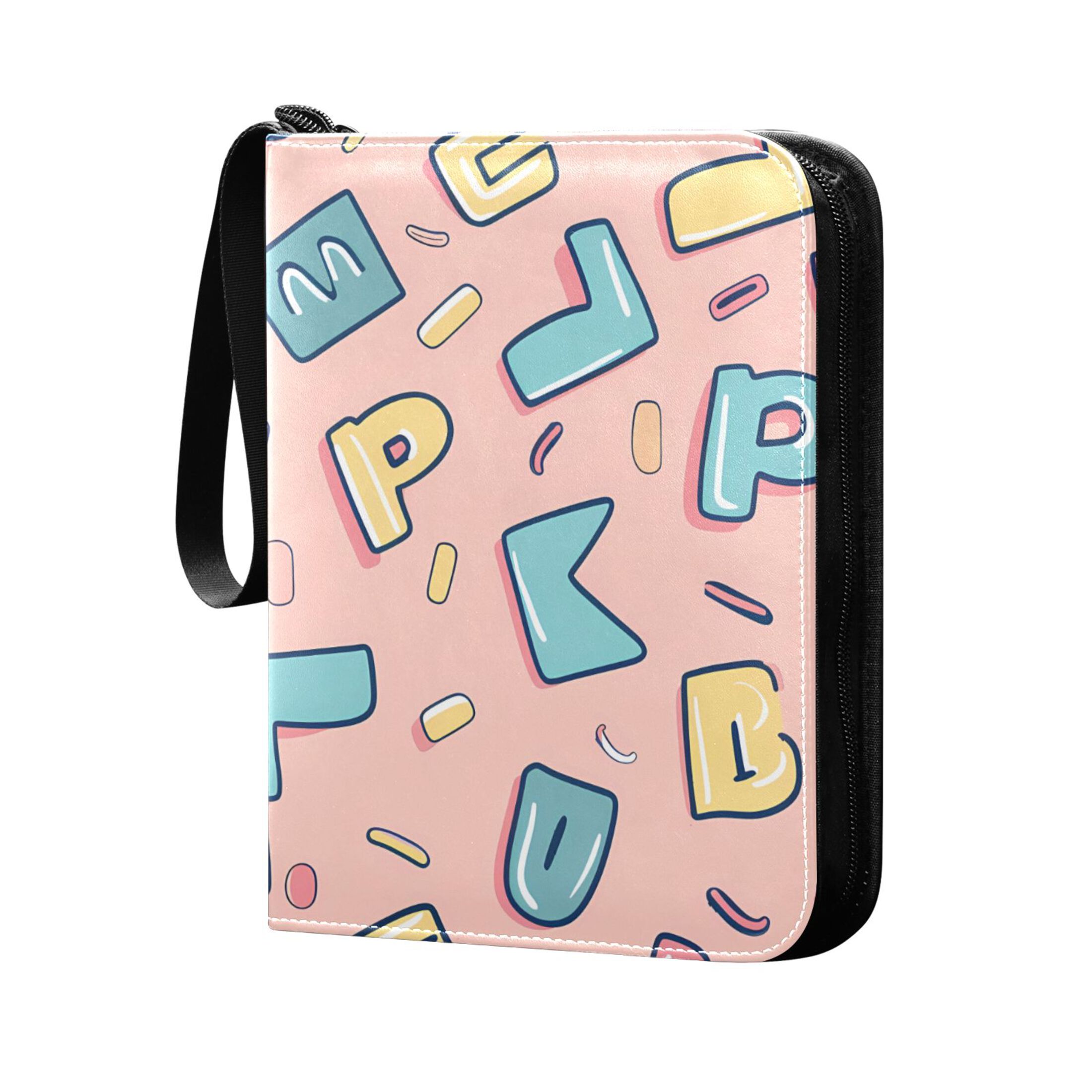 Trading Card Binder Album 400 Pockets 50 Removable 4-Pocket Pages Waterproof Cartoon Letter and Character
