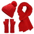 thumbnail image 2 of Sales 2026 Women Beanie Scarf Gloves Headband Set GIJNRIUIUA Under $20 Scarf Gloves Hat Set for Teen Girls Women&Men Autumn Winter Warm Hat Scarf Gloves Three Pieces Red, 2 of 5