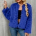 thumbnail image 6 of Juebong Women Faux Fur Coat Fluffy Long Sleeve Open Front Cropped Furry Jacket Shaggy 2025 Warm Parka Winter Outwear Blue,XXL, 6 of 8