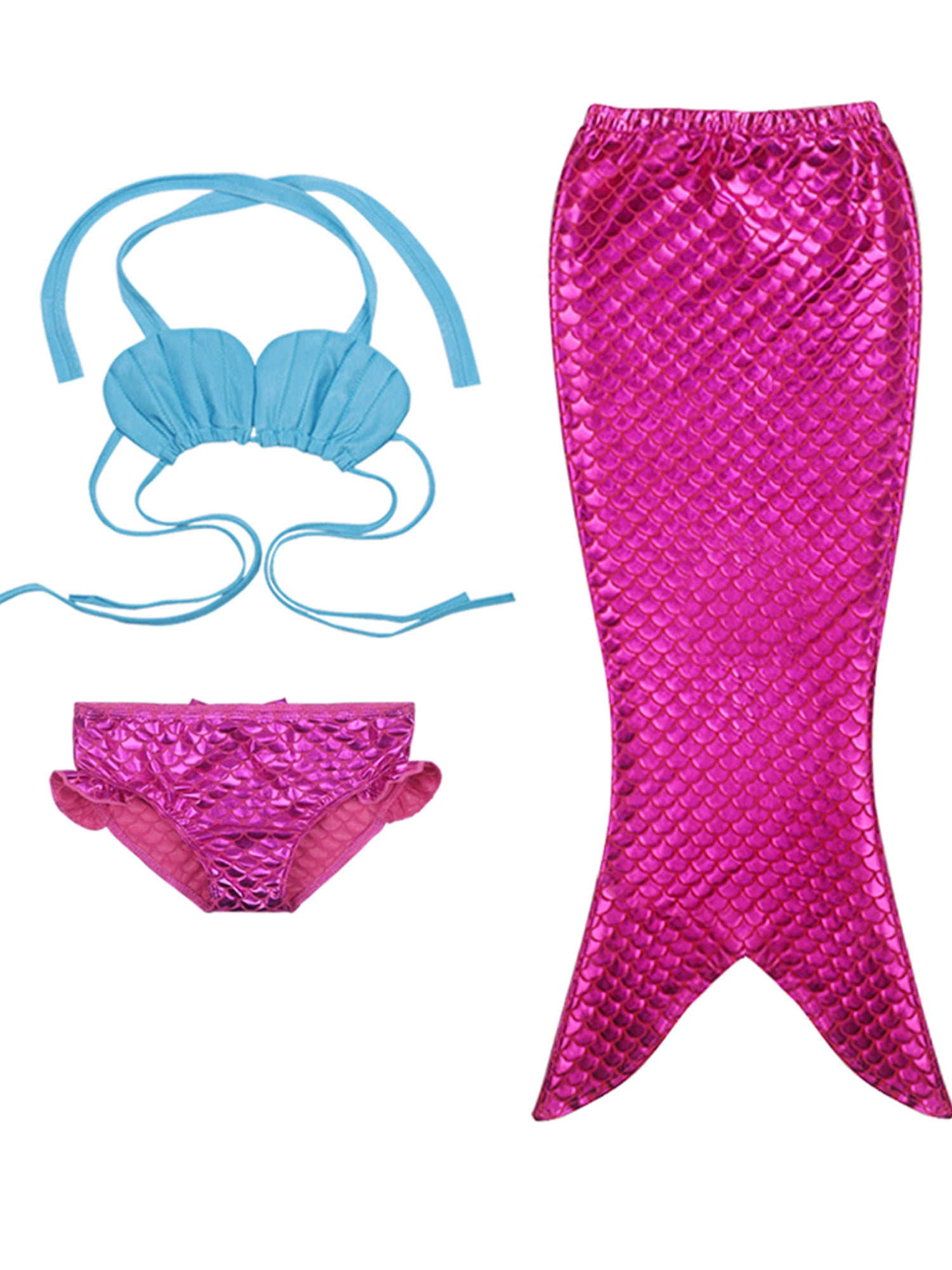 xingqing 3PCS Toddler Girls Mermaid Tail Swimsuit Shell Swimsuit with
