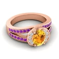 thumbnail image 3 of 2.35 Ct Oval Cut Citrine & Amethyst Gemstone Wonderful Engagement Ring for Women Solid 14K Rose Gold Size 3.5 by Diamond-Capitals, 3 of 8