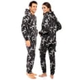 thumbnail image 2 of Notus Unisex Adult Fleece Hooded Zip Up One Piece Pajama Jumpsuit Sleepwear & Loungewear Camo Char-Gray L, 2 of 6