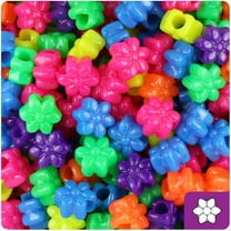 BeadTin Multi Neon Bright 13mm Flower Pony Beads (250pcs)
