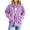 Purple, variant on Women's Corduroy Zip Front Stand Collar Jacket Loose Long Sleeve Pocket Outerwear Trendy Casual Coat