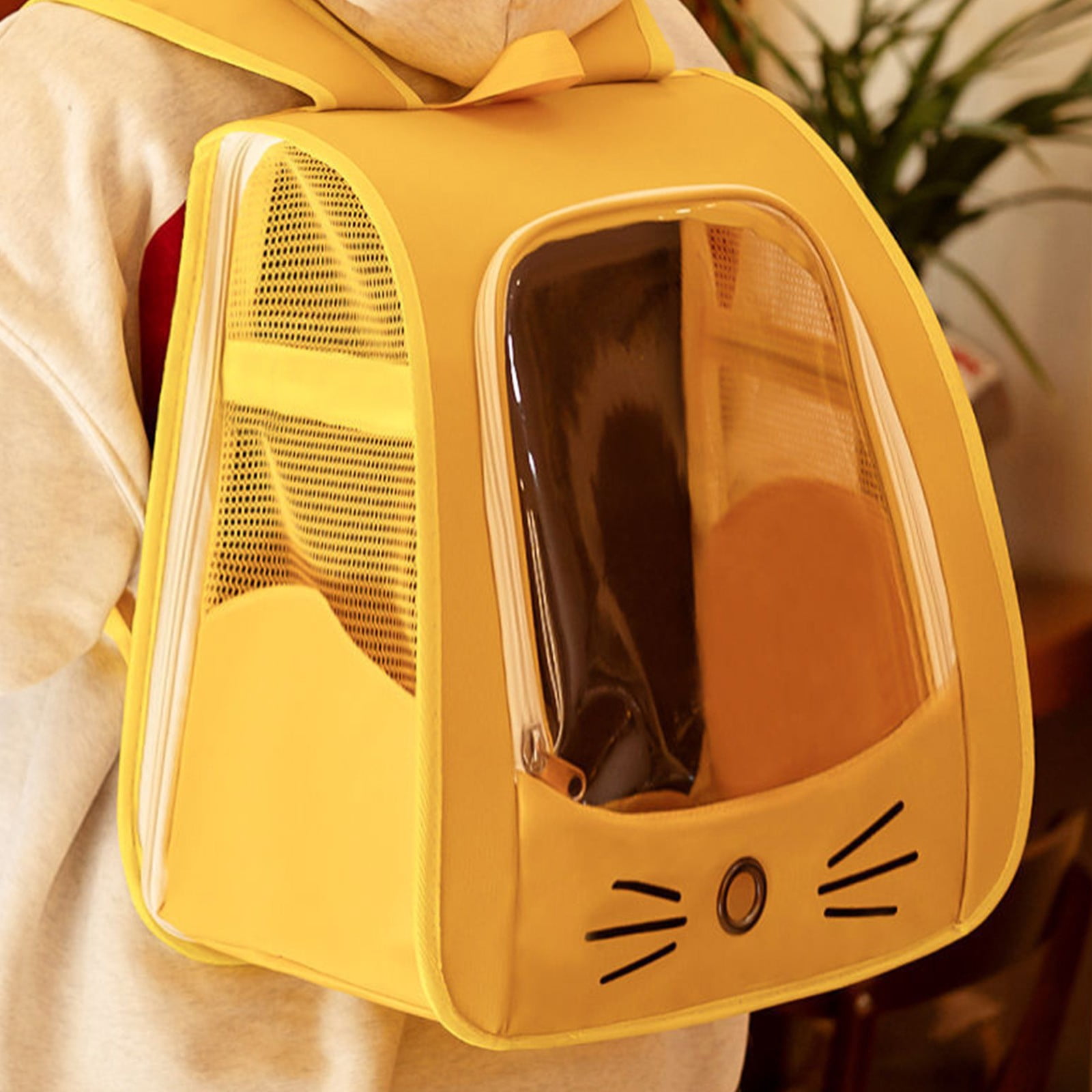 AUHomi Cat Backpack Carrier, Dog Carrier Backpack for Hiking, Travelling, Camping, Portable Pet Backpack, Ideal for Small Animals & Puppies (13.7" * 9.8" * 13.7", Yellow)