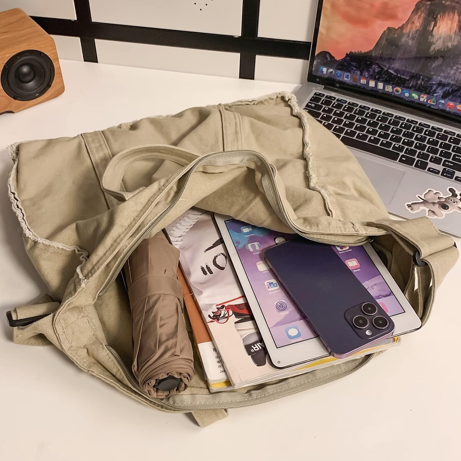 Tote Bag for women, Retro Hobo Purse Crossbody Handbag Large Canvas Shoulder Bags for School Work Travel Shopping