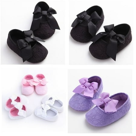 

Newborn Baby Girl Soft Sole Bow Crib Shoes Anti-slip Sneaker Prewalker 0-18M