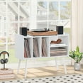 thumbnail image 6 of Record Player Stand with Charging Station, Turntable Stand Holds Up to 220 Albums, LELELINKY Vinyl Record Cabinet with Removable Shelves, Record Player Table for Living Room, Bedroom, White, 6 of 7