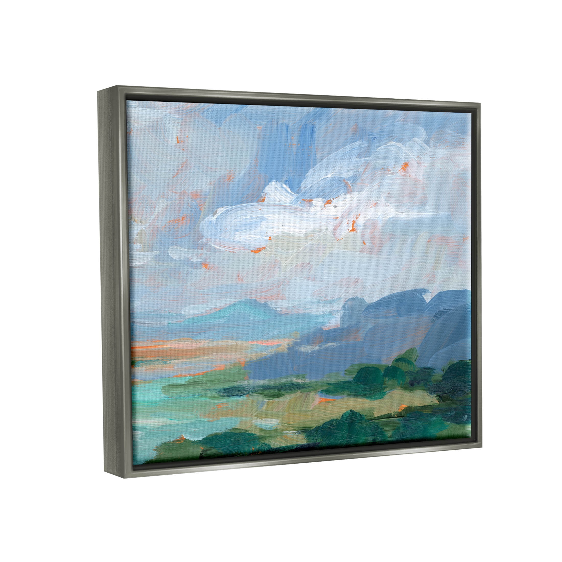 Ocean Cliffs Abstract Landscape Landscape Painting Luster Gray Framed Art Print Wall Art