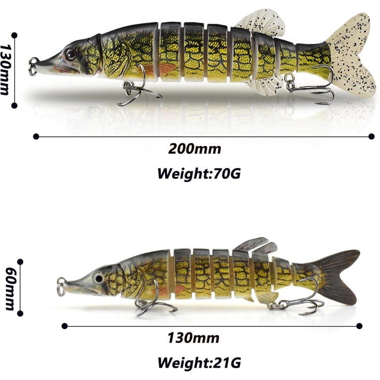 Multi Jointed Pike Lures: 8-Segments Fishing Lures for Freshwater Saltwater, 5" 8" Lifelike Swimbaits for Bass Musky Lake Trout Fishing Tackle, Bass Multi Jointed Pike Lures: 8-Segments Fishing Lures for Freshwater Saltwater, 5" 8" Lifelike Swimbaits for Bass Musky Lake Trout Fishing Tackle, Bass