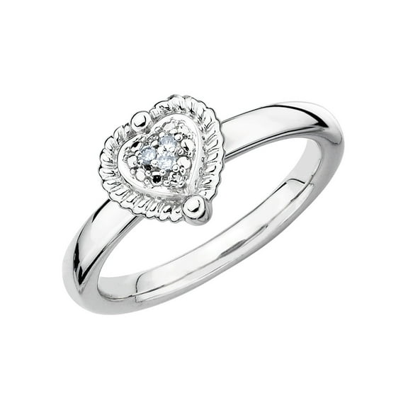Gem & Harmony Heart Ring with Diamond Accent in Sterling Silver for Women