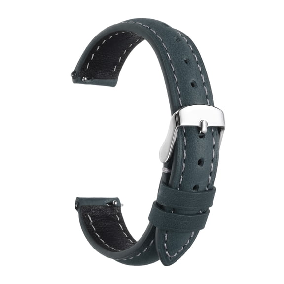 Uxcell Leather Watch Strap, 14mm Quick Release Watch Band with Stainless Steel Silver Buckle Soft Leather Watch Band for Men and Ladies, Blue