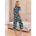 thumbnail image 3 of Ekouaer Women's Pajama Sets Short Sleeve Sleepwear Button Up 2 Piece Pj Loungewear Top and Capri Pants, 3 of 6