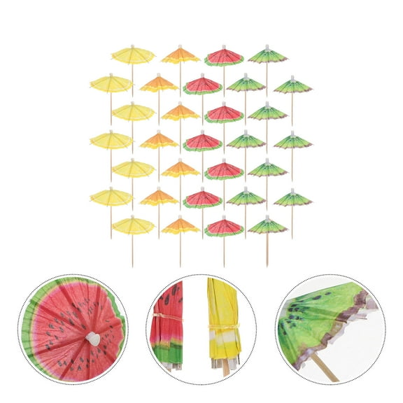 LEORX 40Pcs Fruit Picks with Assorted Colors Paper for Tropical Party and Cocktail Decoration