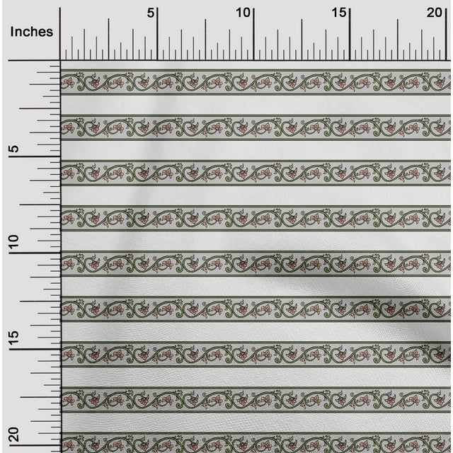 oneOone Cotton Poplin Light Gray Fabric Leaves & Floral Block Craft Projects Decor Fabric Printed By The Yard 56 Inch Wide