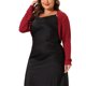 thumbnail image 4 of Cárdigan Plus Size Agnes Orinda para Mujeres, Chaquetas de Manga Larga, Abierto Frontal, Cárdigans Cortos 3X Burdeos, 4 of 6