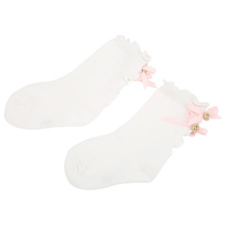 

FTVOGUE 1 Pair Cotton Socks Girls Kids Breathable School Ankle Socks With Bowknot Decor