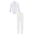 thumbnail image 2 of YIZYIF Kids Girls Sports Suit Long Sleeve Leotard with Sparkly Rhinestones Leggings Gym Outfit B White 13-14, 2 of 5