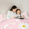 thumbnail image 4 of jejeloiu Kawaii Floral Daisy 7-Piece Bedding Comforter Set,Cartoon Flowers Blossom King Bedding Sets,White Pink Bed Sheets For Girls Teens,Super Cozy Room Decor Reversible, 4 of 8