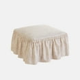thumbnail image 4 of SureFit Essential Twill Ottoman Slipcover, Cotton Printed Ottoman Cover with Ruffled Skirt, Neutral Floral, 4 of 6